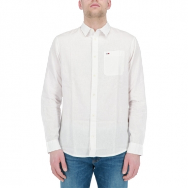 Camicia Tommy Hilfiger Jeans Uomo Linen Blend YBR WHITE