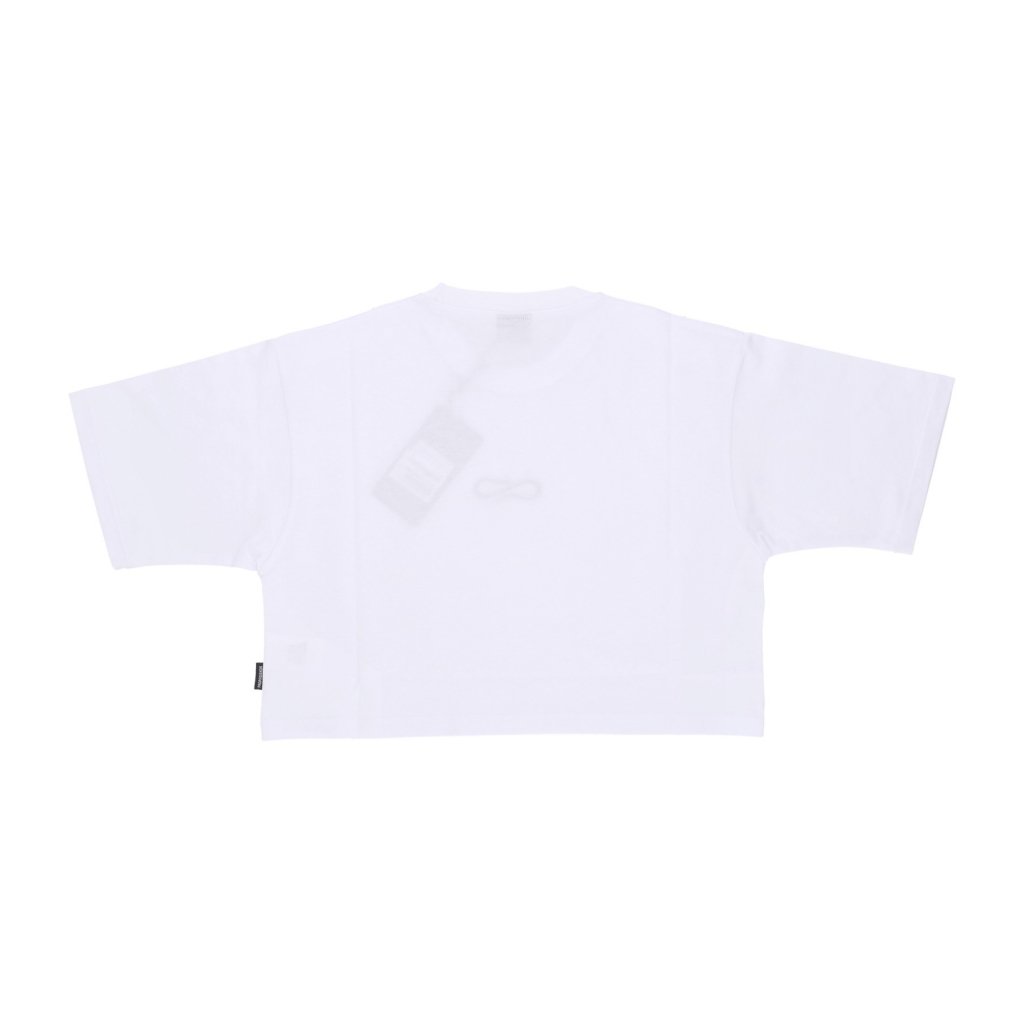 maglietta corta donna w logo embroidery crop top tee WHITE