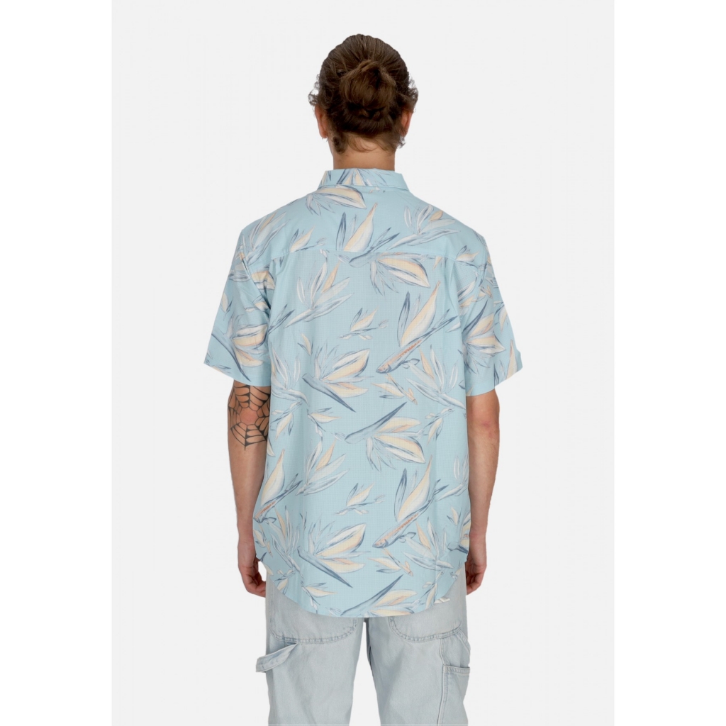 camicia manica corta uomo floral flyer tech woven shirt LIGHT BLUE