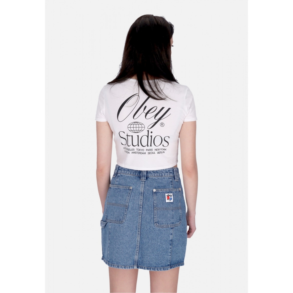 maglietta corta donna w global studios cropped chloe tee WHITE