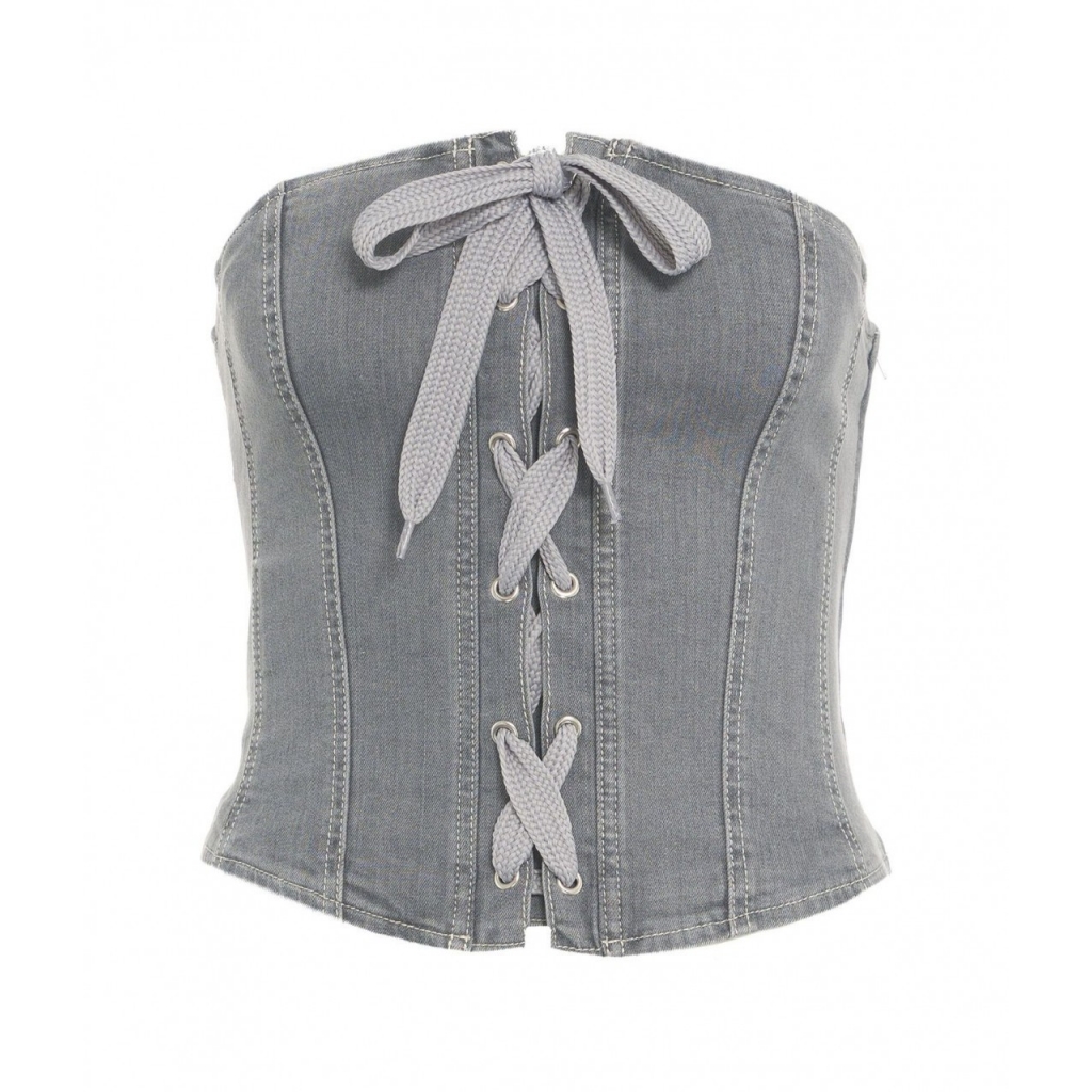 Corsetto in denim Maoki grigio