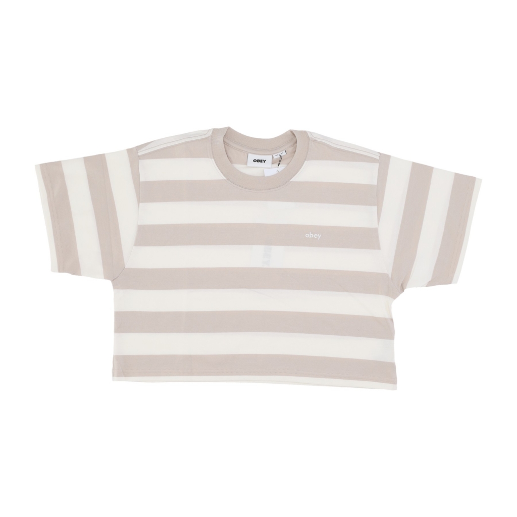 maglietta donna adams stripe cropped tee SILVER GREY MULTI