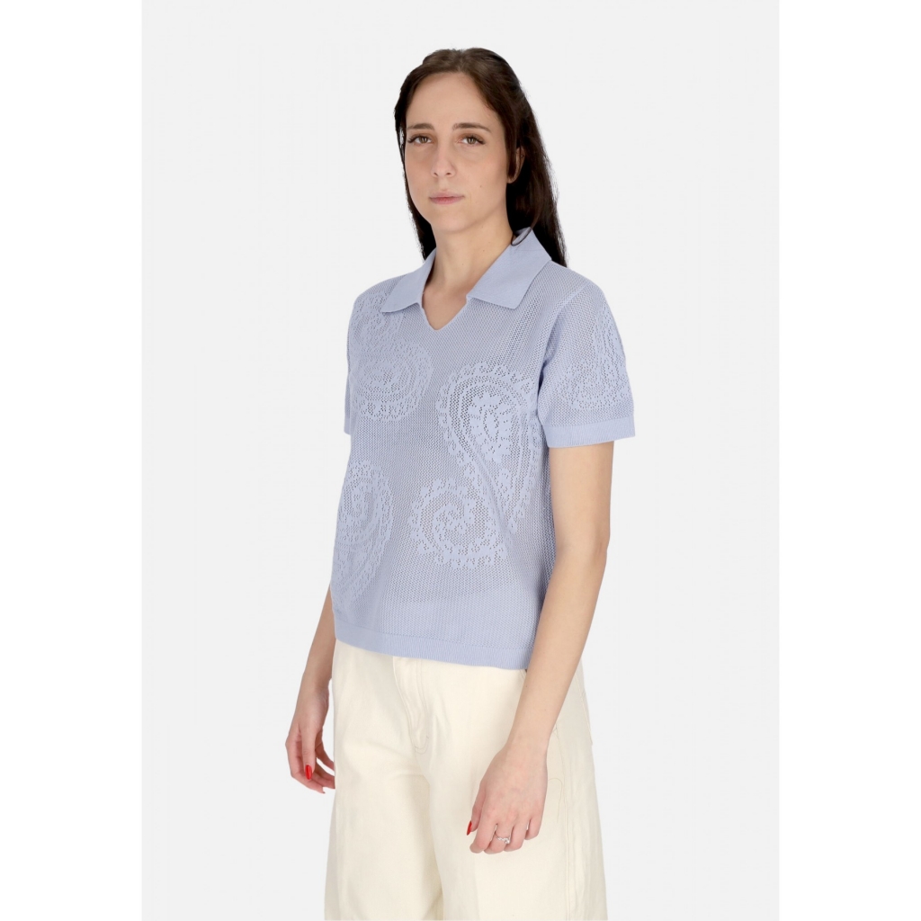 maglietta donna briana open knit shirt HYDRANGEA