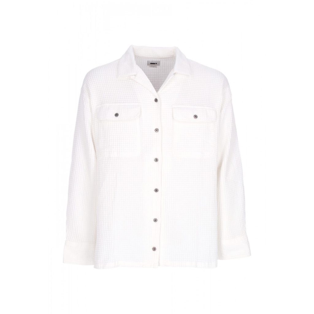 camicia manica lunga donna camille waffle l/s shirt MUTED WHITE