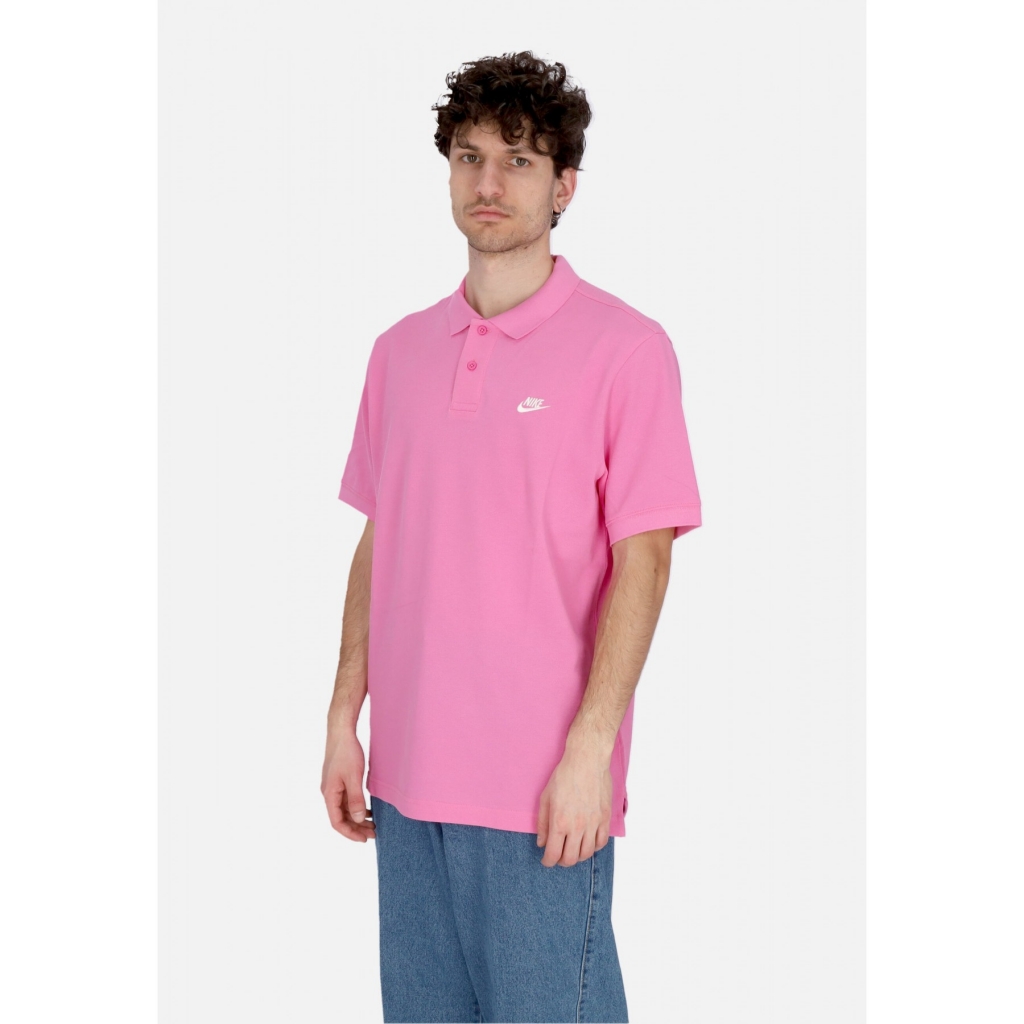 polo manica corta uomo club essential pique polo shirt PLAYFUL PINK/WHITE