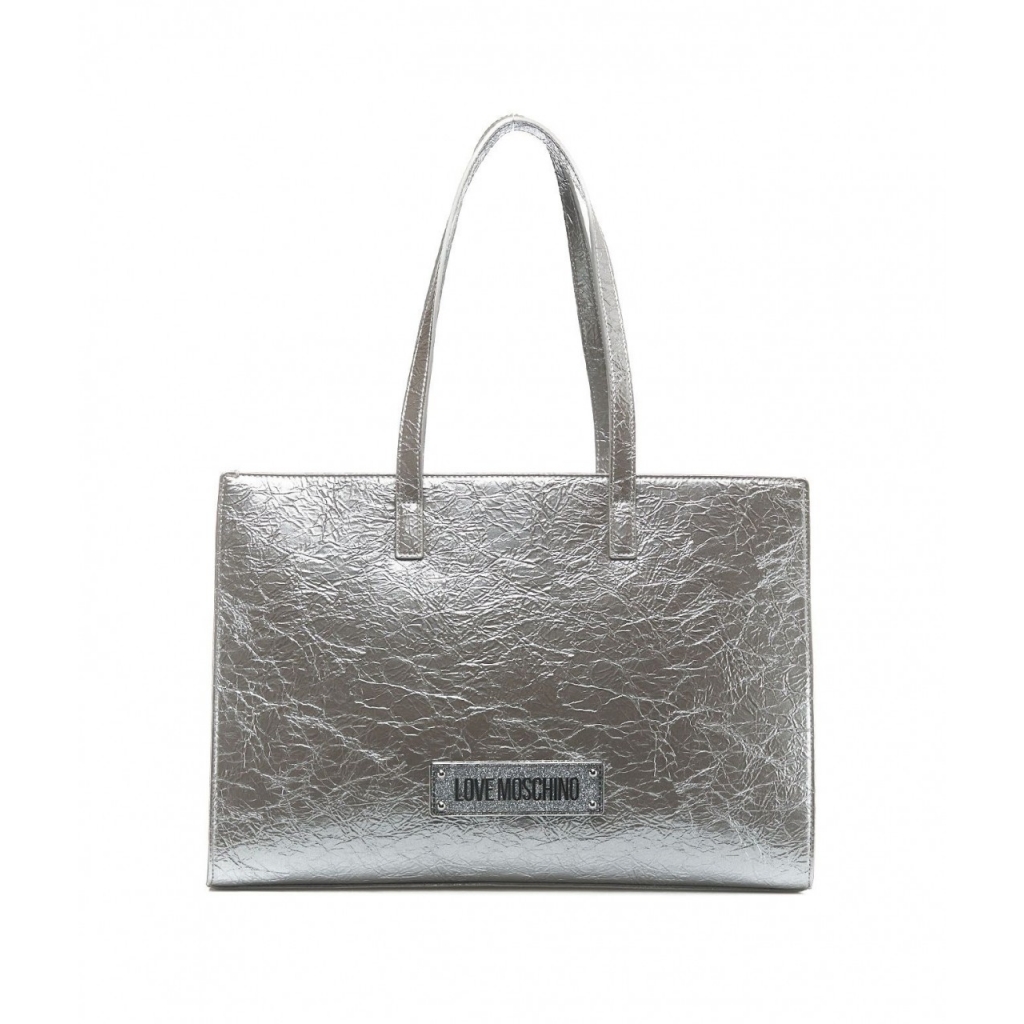 Shopper in similpelle argento