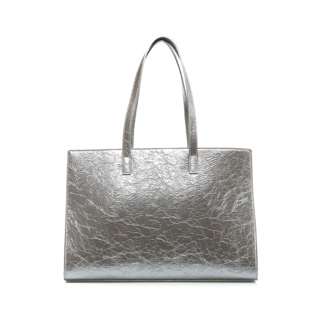 Shopper in similpelle argento