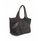 Shopper in pelle con borchie grigio