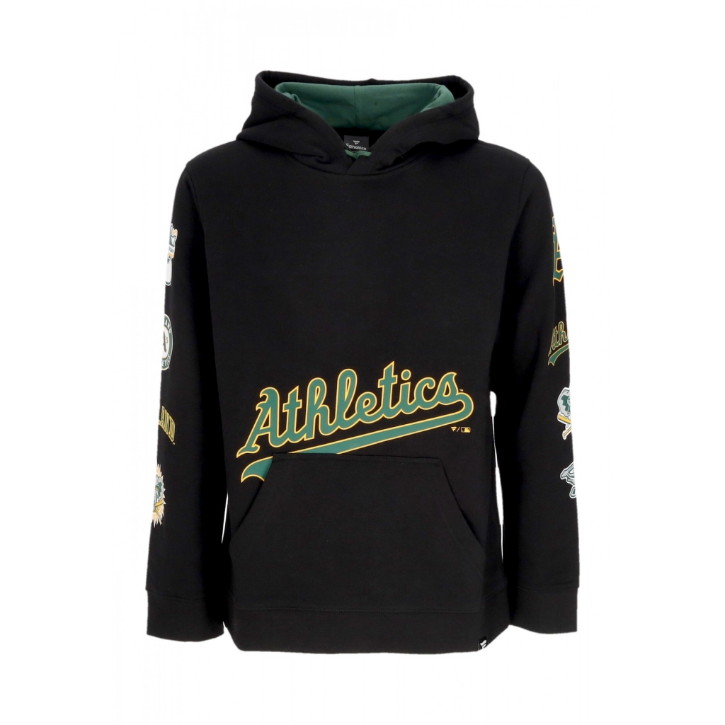 felpa cappuccio uomo mlb fundamental pullover hoodie oakath BLACK/DARK GREEN