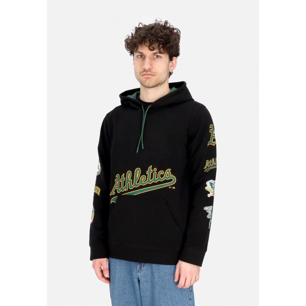 felpa cappuccio uomo mlb fundamental pullover hoodie oakath BLACK/DARK GREEN