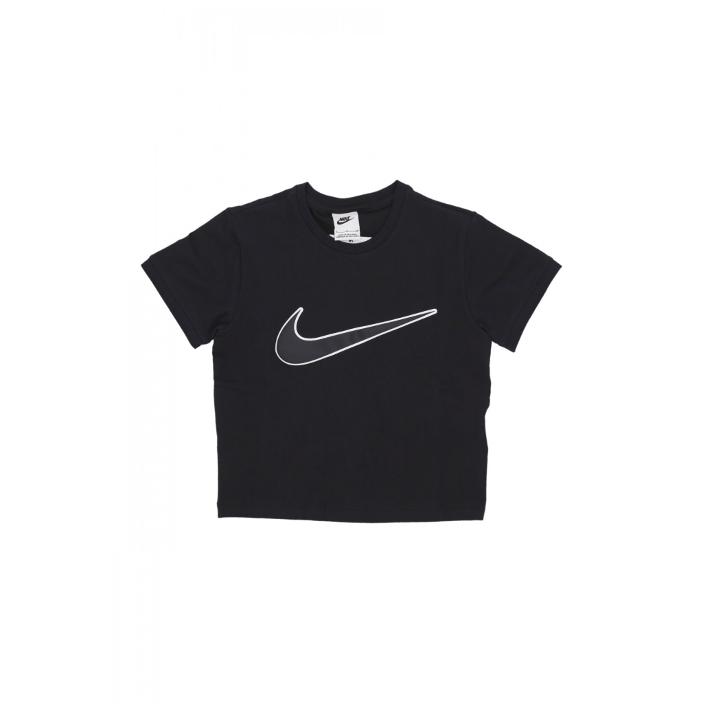 maglietta corta donna w sportswear baby swoosh cropped tee BLACK/BLACK