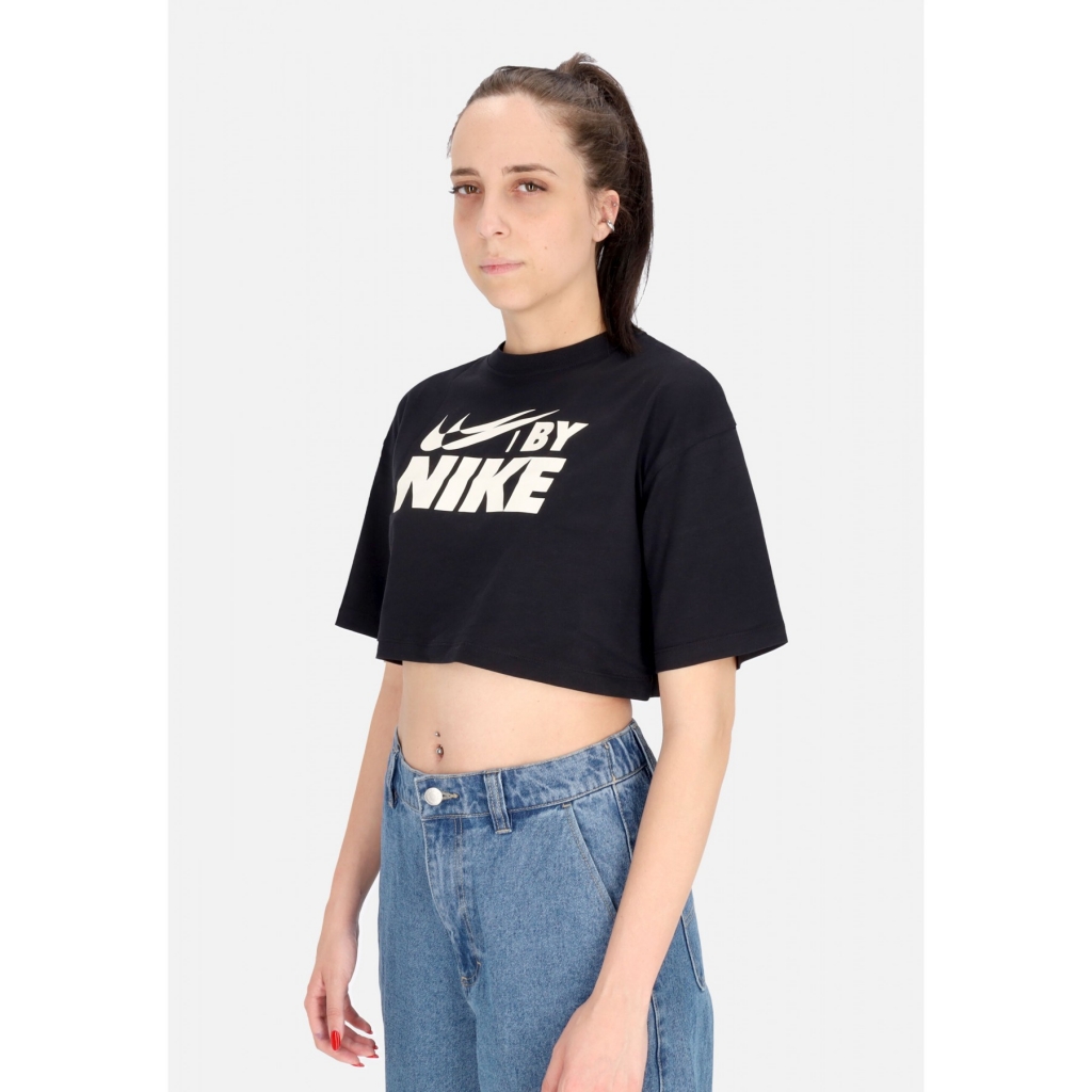 maglietta corta donna w sportswear swoosh big logo crop tee BLACK/SAIL