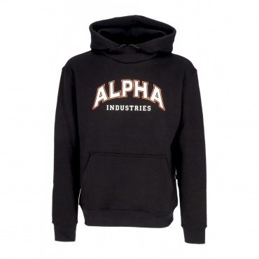 felpa cappuccio uomo college hoodie BLACK