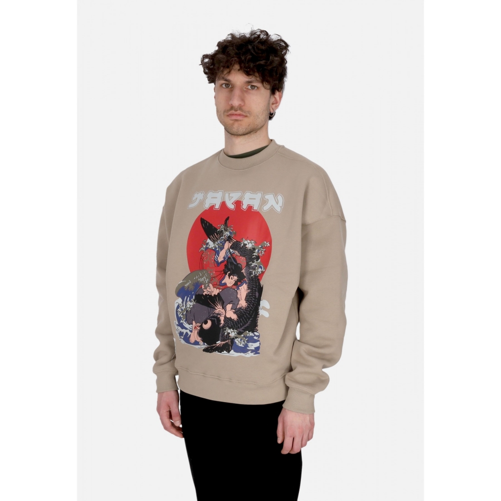 felpa girocollo uomo japan warrior crewneck VINTAGE SAND