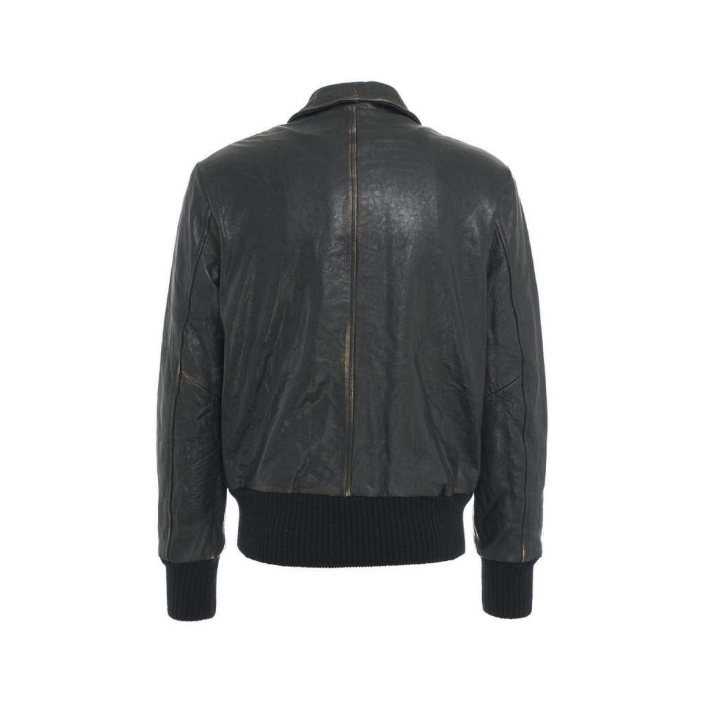 Giacca bomber in pelle nero