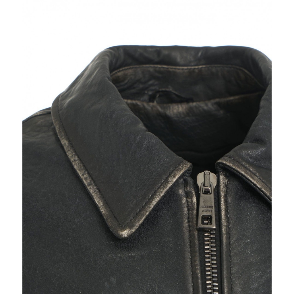 Giacca bomber in pelle nero