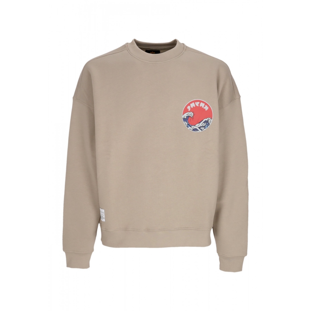 felpa girocollo uomo japan wave warrior crewneck VINTAGE SAND