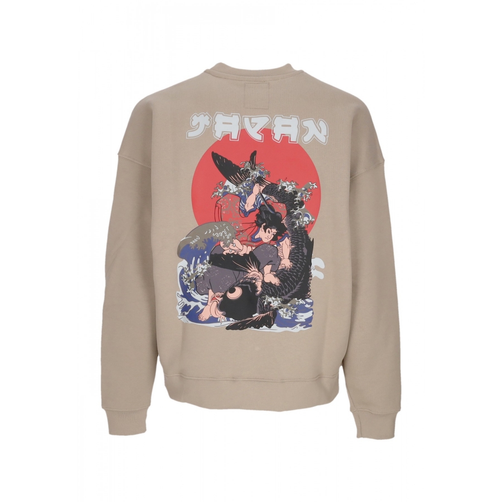 felpa girocollo uomo japan wave warrior crewneck VINTAGE SAND