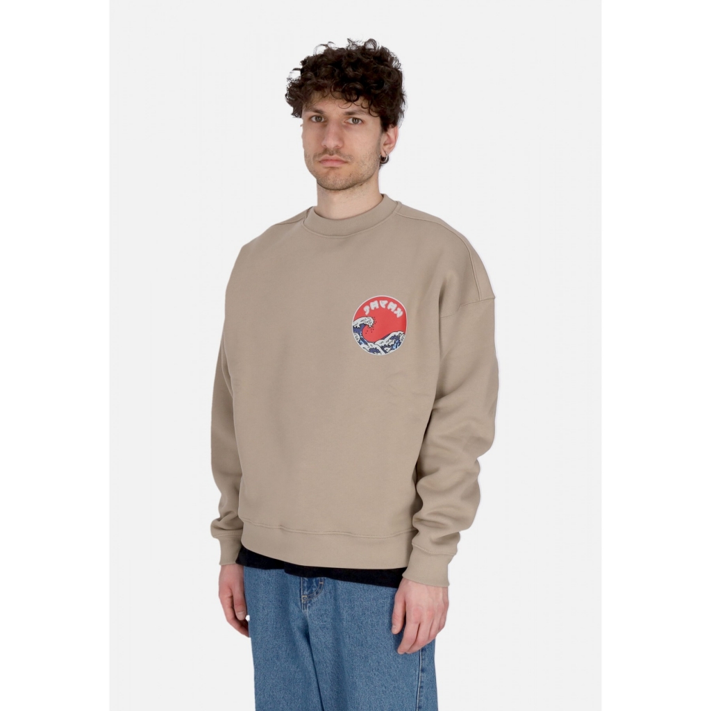 felpa girocollo uomo japan wave warrior crewneck VINTAGE SAND