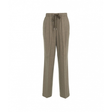 Pantaloni in pied-de-poule marrone