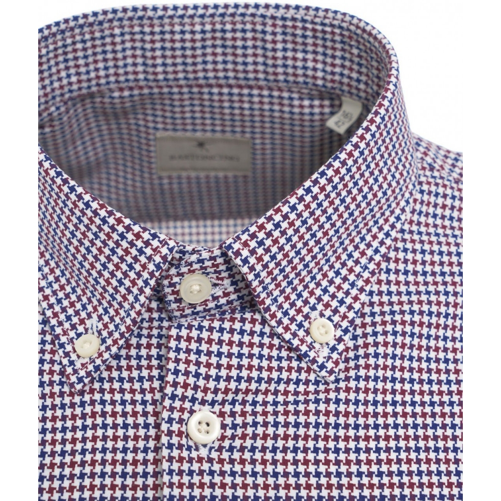 Camicia con motivo pied-de-poule blu