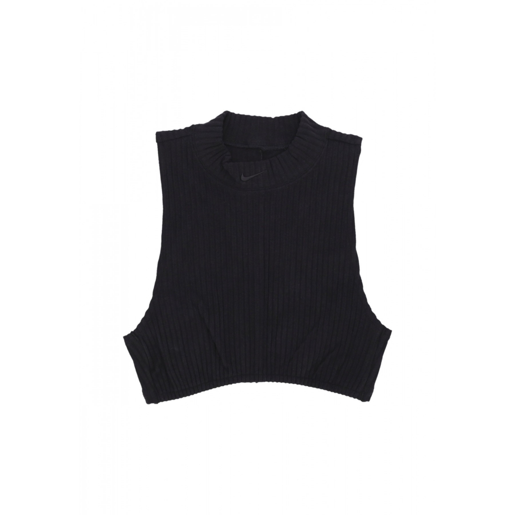 top donna w sportswear chill knit rib crop tank BLACK/BLACK