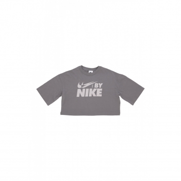 maglietta corta donna w sportswear swoosh big logo crop tee FLAT PEWTER/LT IRON ORE