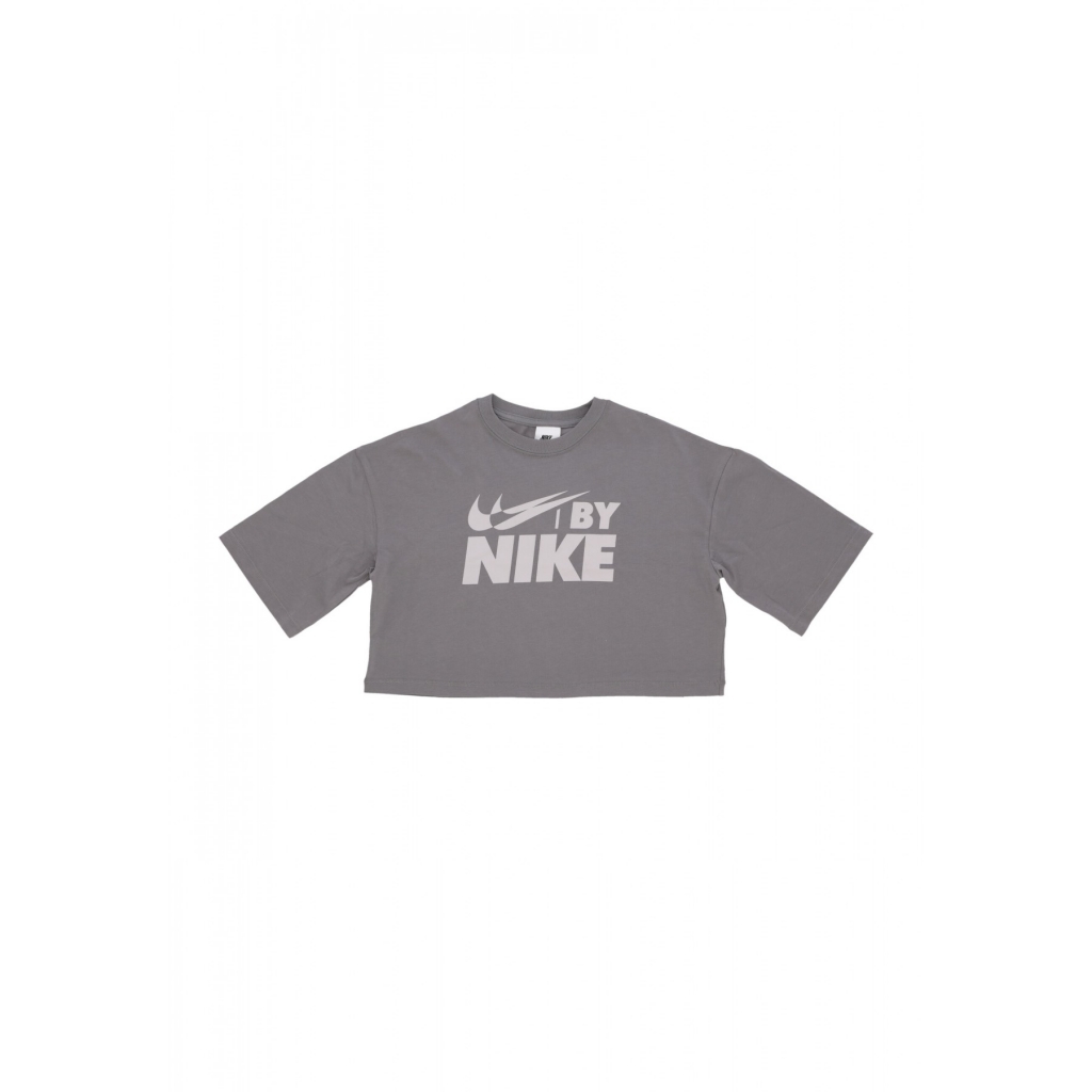 maglietta corta donna w sportswear swoosh big logo crop tee FLAT PEWTER/LT IRON ORE