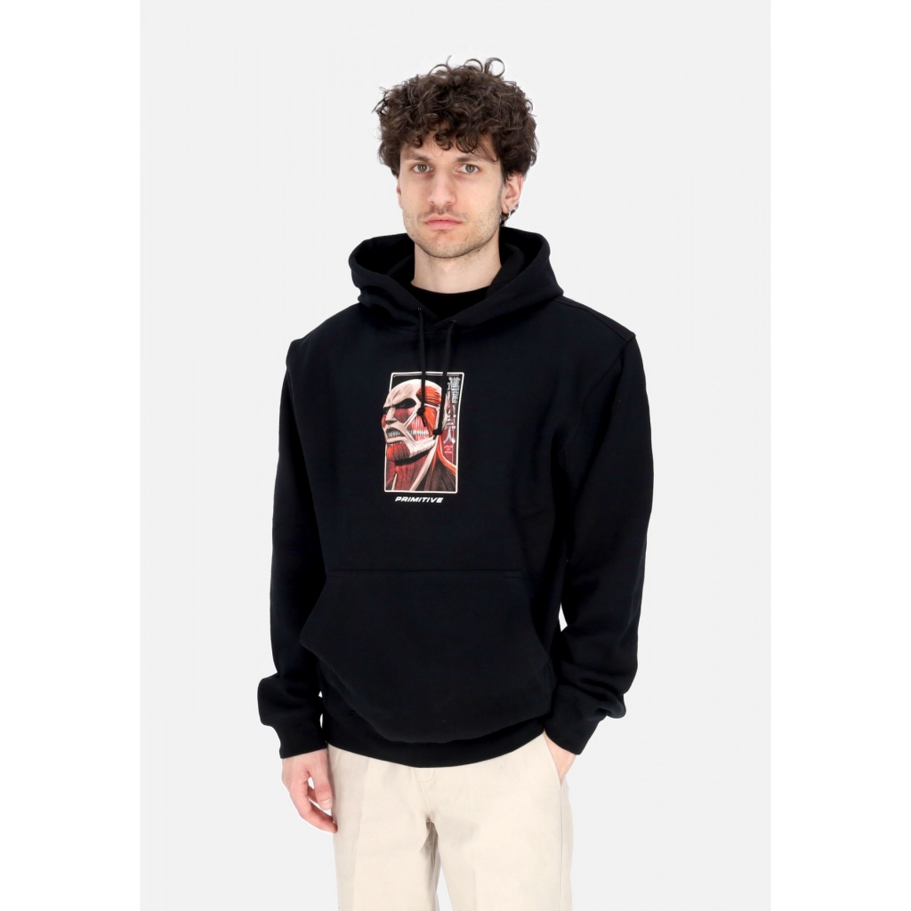 felpa cappuccio uomo colossal dirty p hoodie x attack on titan BLACK