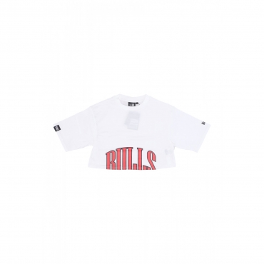 maglietta corta donna w nba team wordmark crop tee chibul WHITE/FRONT DOOR RED