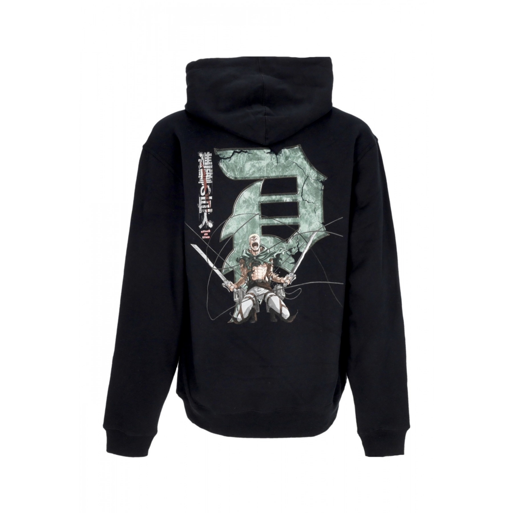 felpa cappuccio uomo reiner dirty p hoodie x attack on titan BLACK