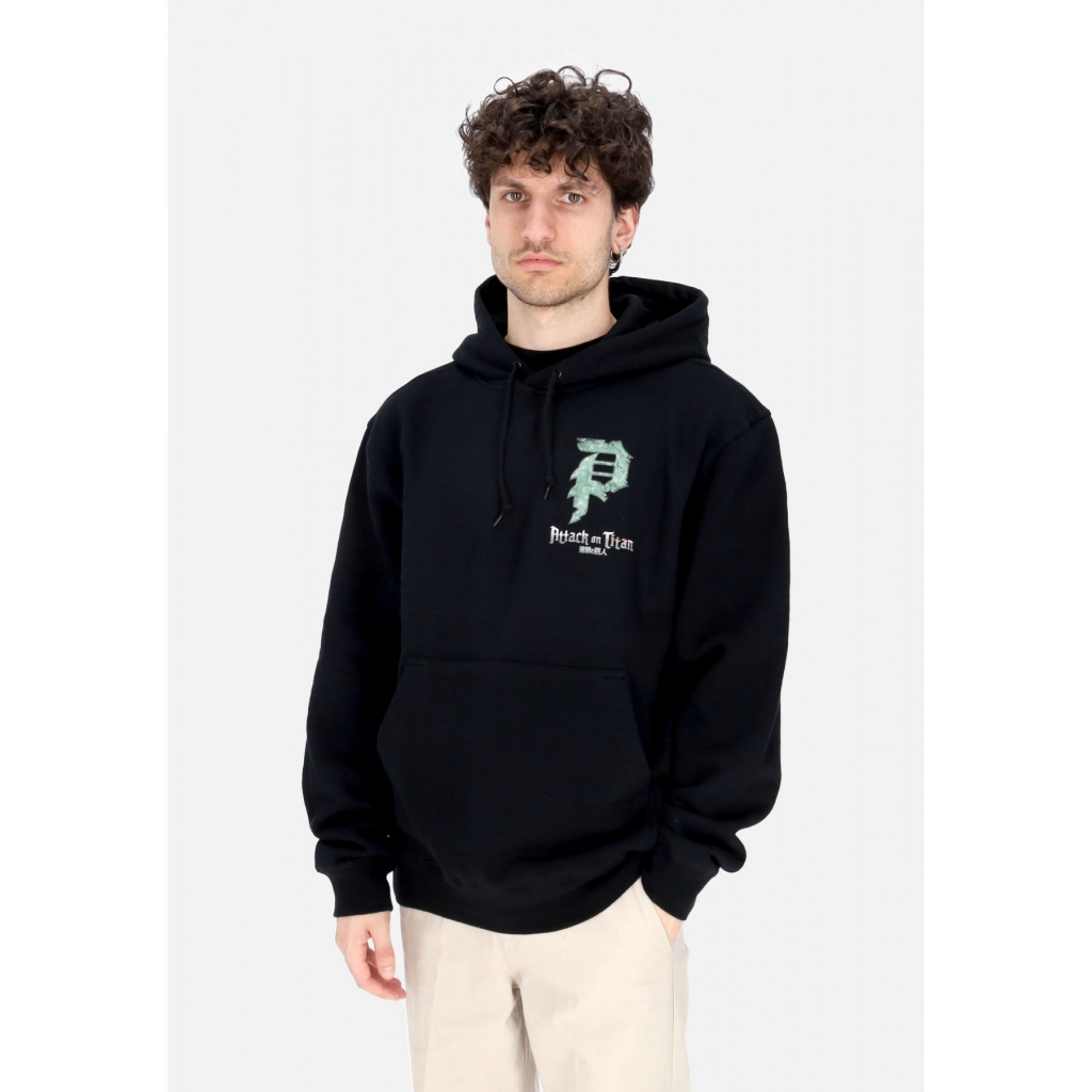 felpa cappuccio uomo reiner dirty p hoodie x attack on titan BLACK