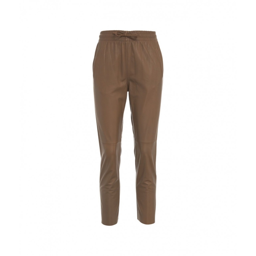 Pantalone in pelle Gift marrone chiaro