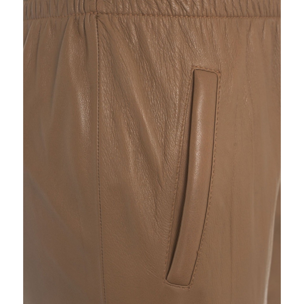 Pantalone in pelle Gift marrone chiaro