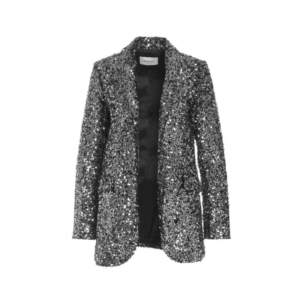 Blazer di paillettes argento