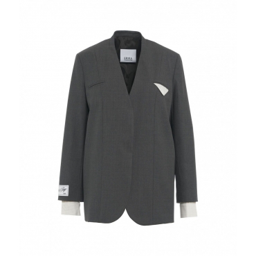 Blazer con inserti stile camicia grigio