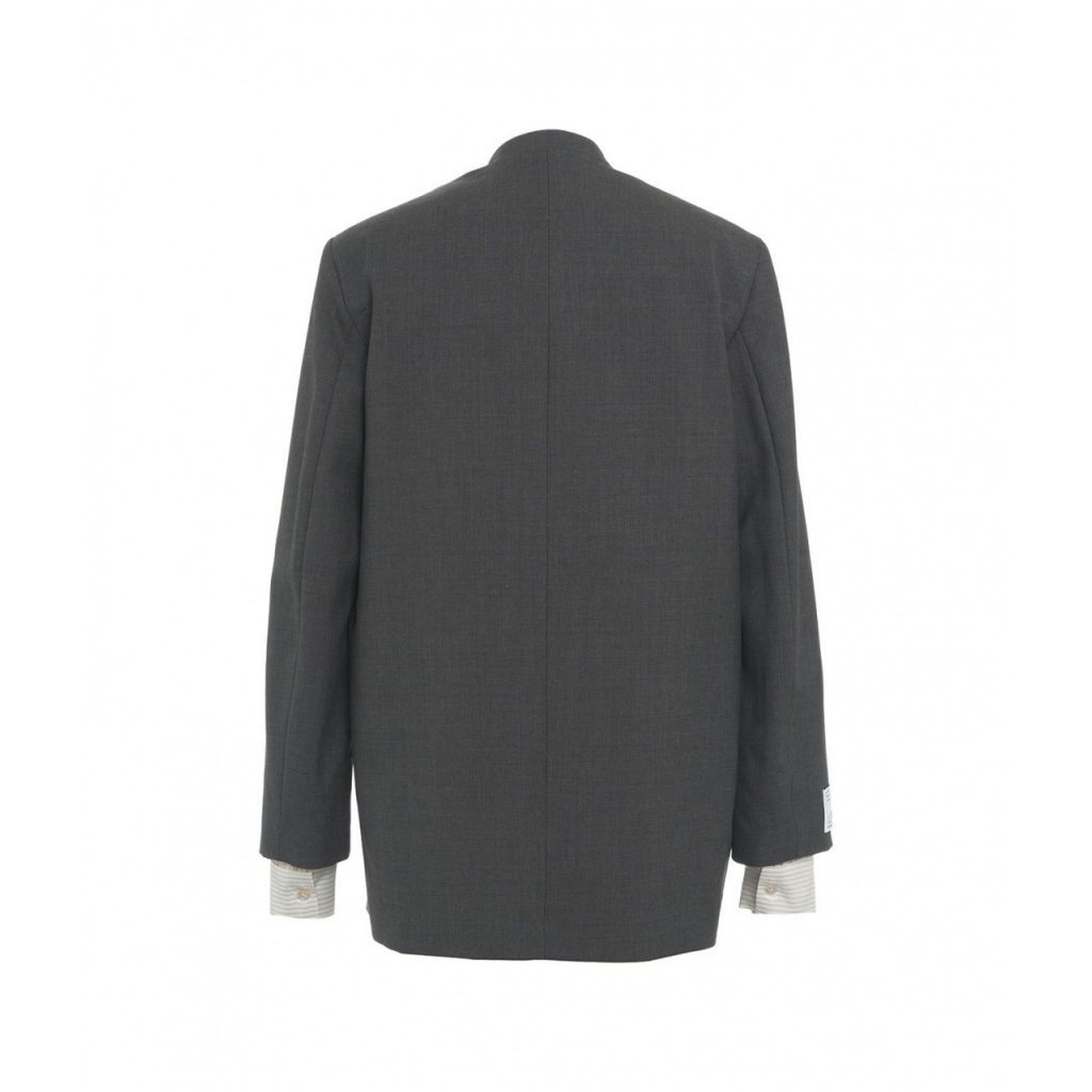 Blazer con inserti stile camicia grigio