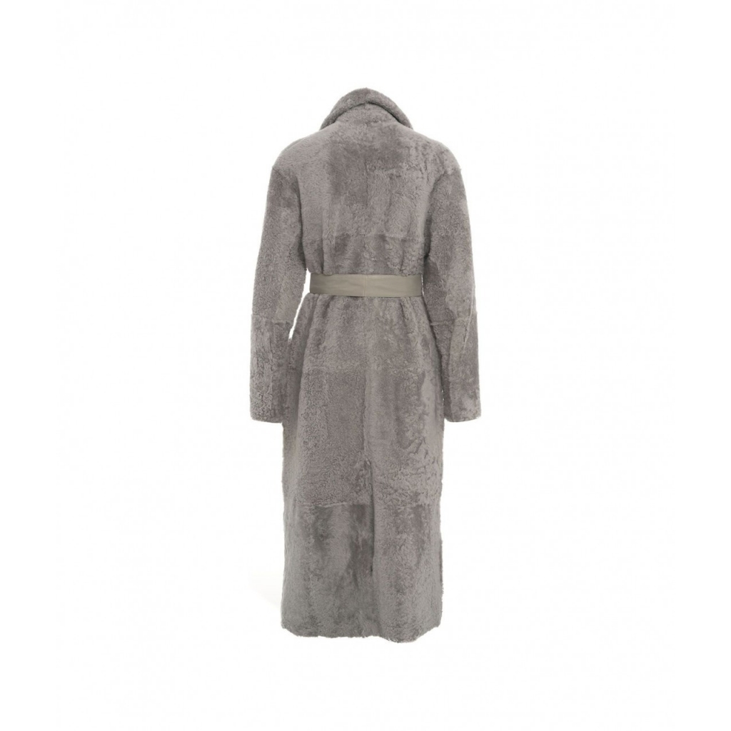 Cappotto in montone reversibile grigio