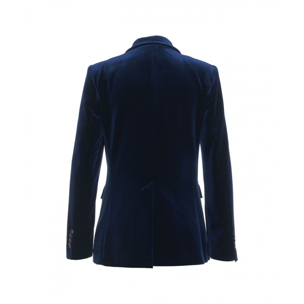 Blazer doppiopetto in velluto blu scuro