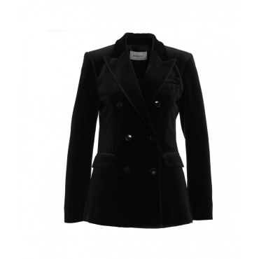 Blazer doppiopetto in velluto nero