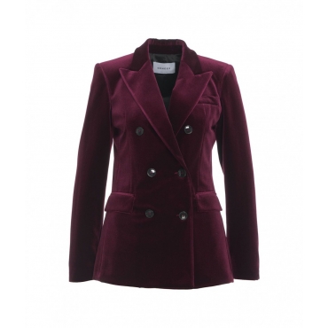 Blazer doppiopetto in velluto bordeaux