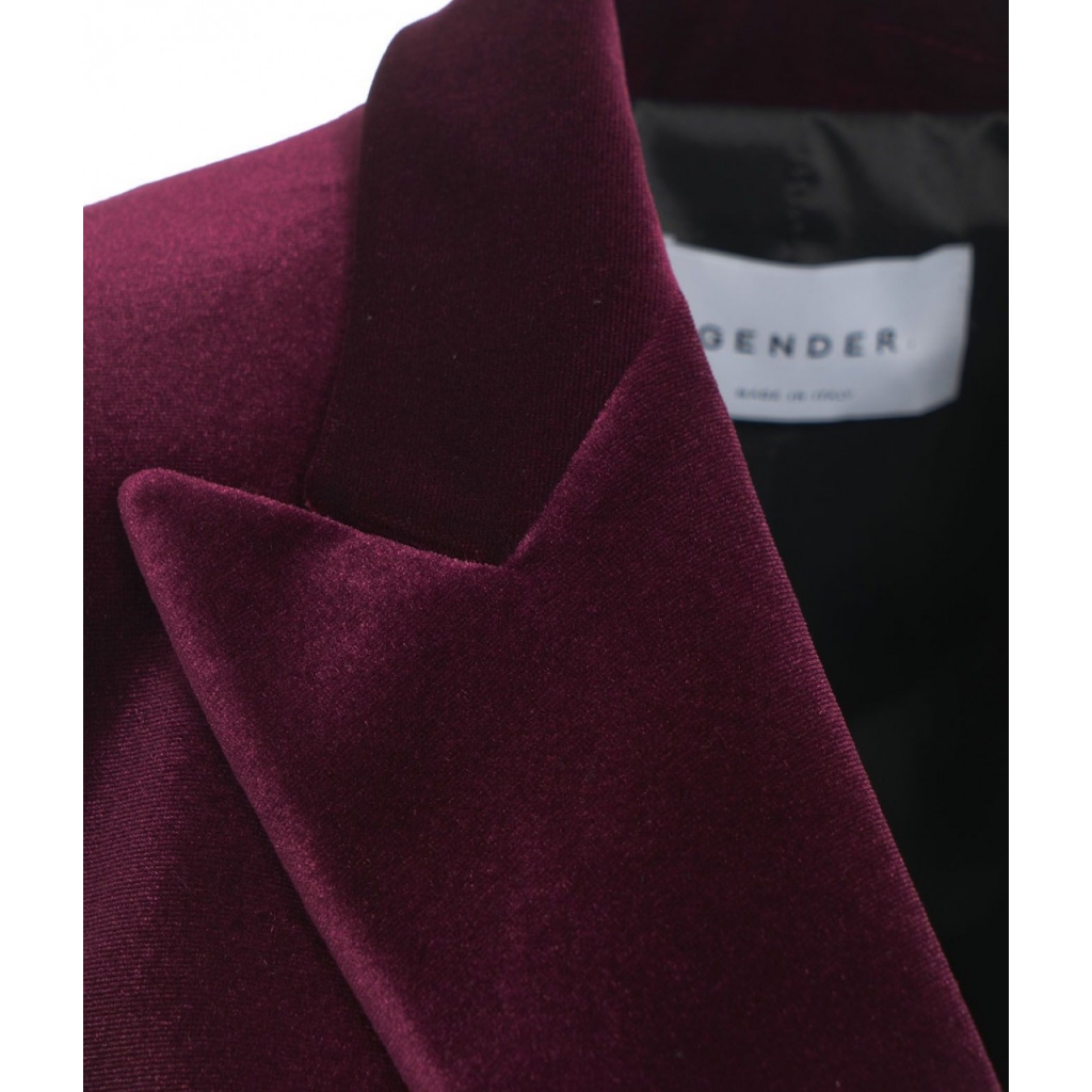 Blazer doppiopetto in velluto bordeaux