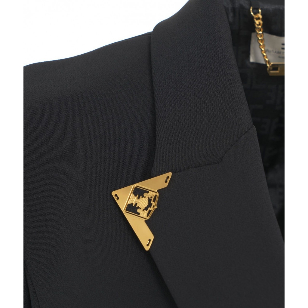 Giacca doppiopetto in crepe stretch nero