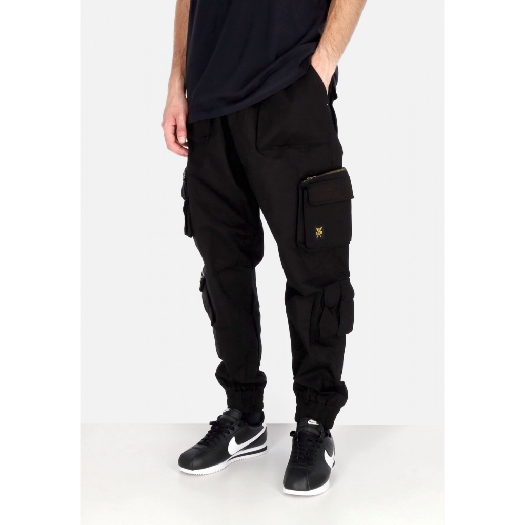 pantalone lungo uomo cargo joggers BLACK