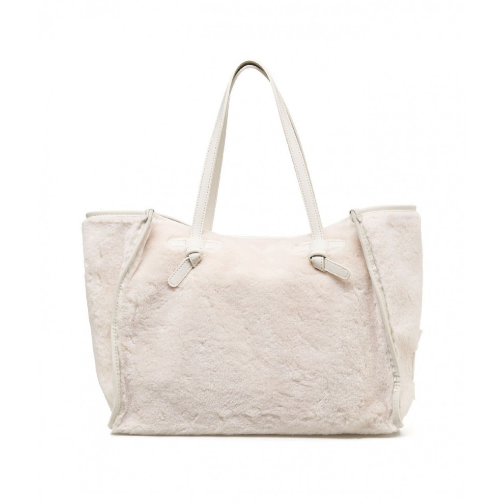 Shopper in tessuto teddy Marcella crema