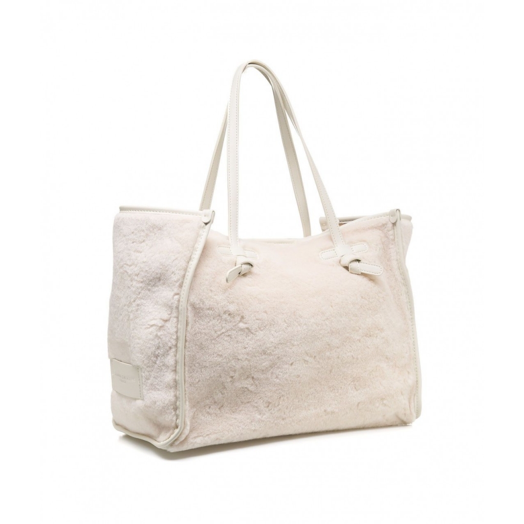 Shopper in tessuto teddy Marcella crema