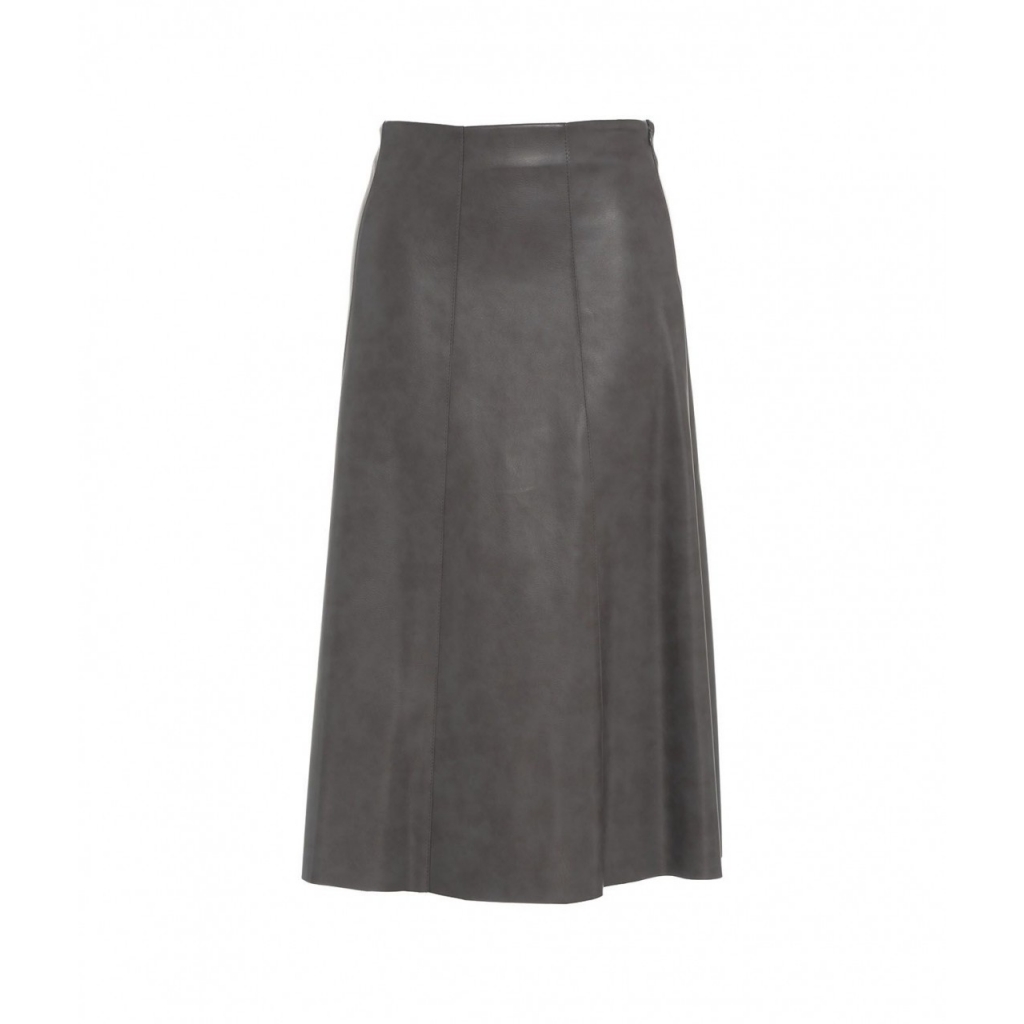 Gonna midi in ecopelle marrone scuro