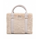 Borsa in pelliccia sintetica con dettaglio logo beige