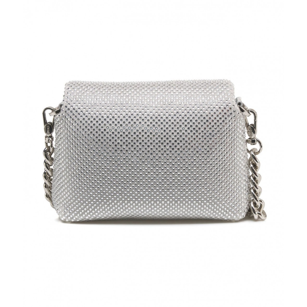 Borsa mini La Puffy con strass argento