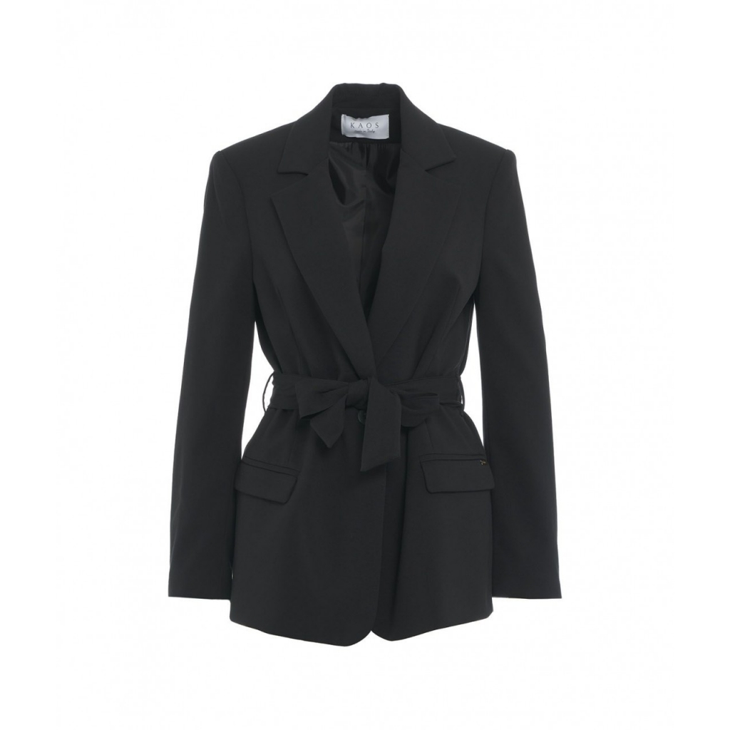 Blazer monopetto con cintura in vita nero